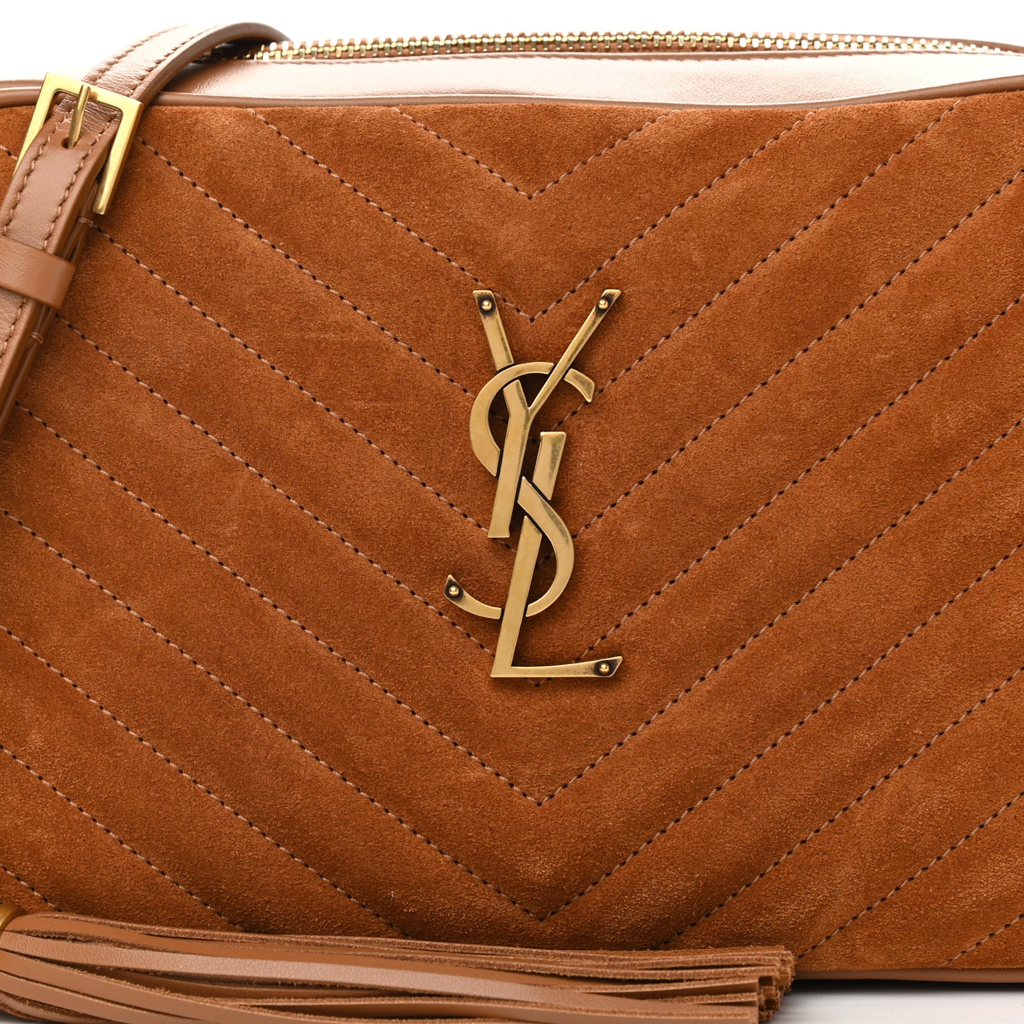 Suede Matelasse Monogram Lou Camera Bag Cinnamon