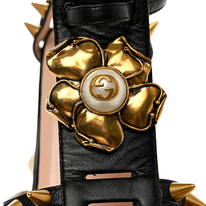 Gucci Kid Leather Studded Kendall Sandals 40.5 Black Gold 7 of 10