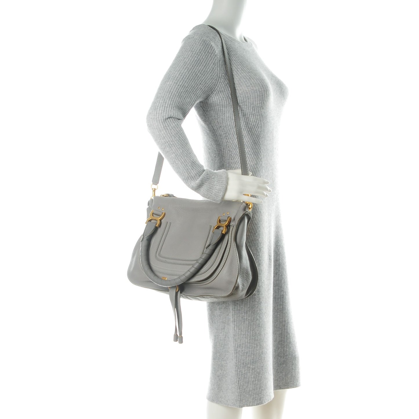 Calfskin Medium Marcie Satchel Cashmere Grey