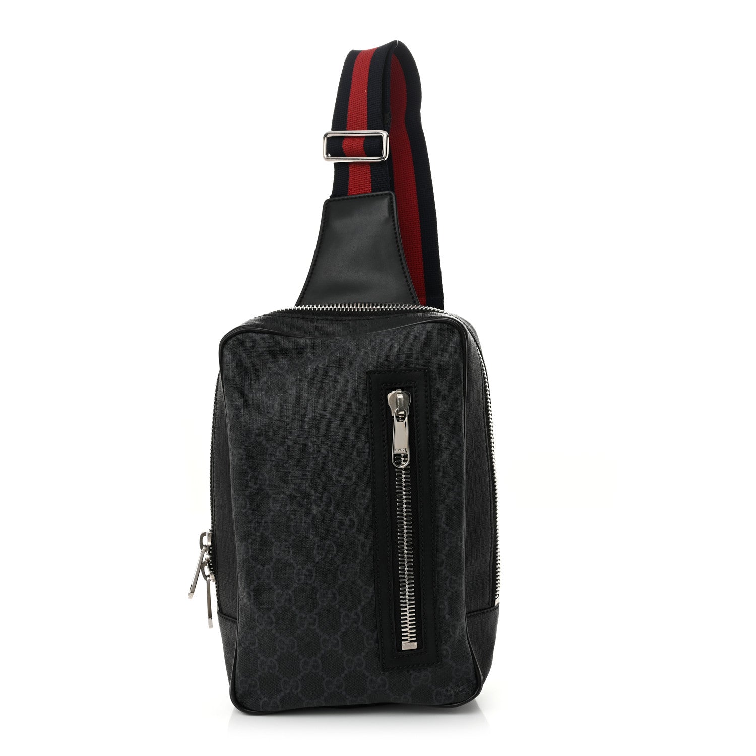 Gucci GG Supreme Monogram Web Belt Bag Black Grey 1 of 12