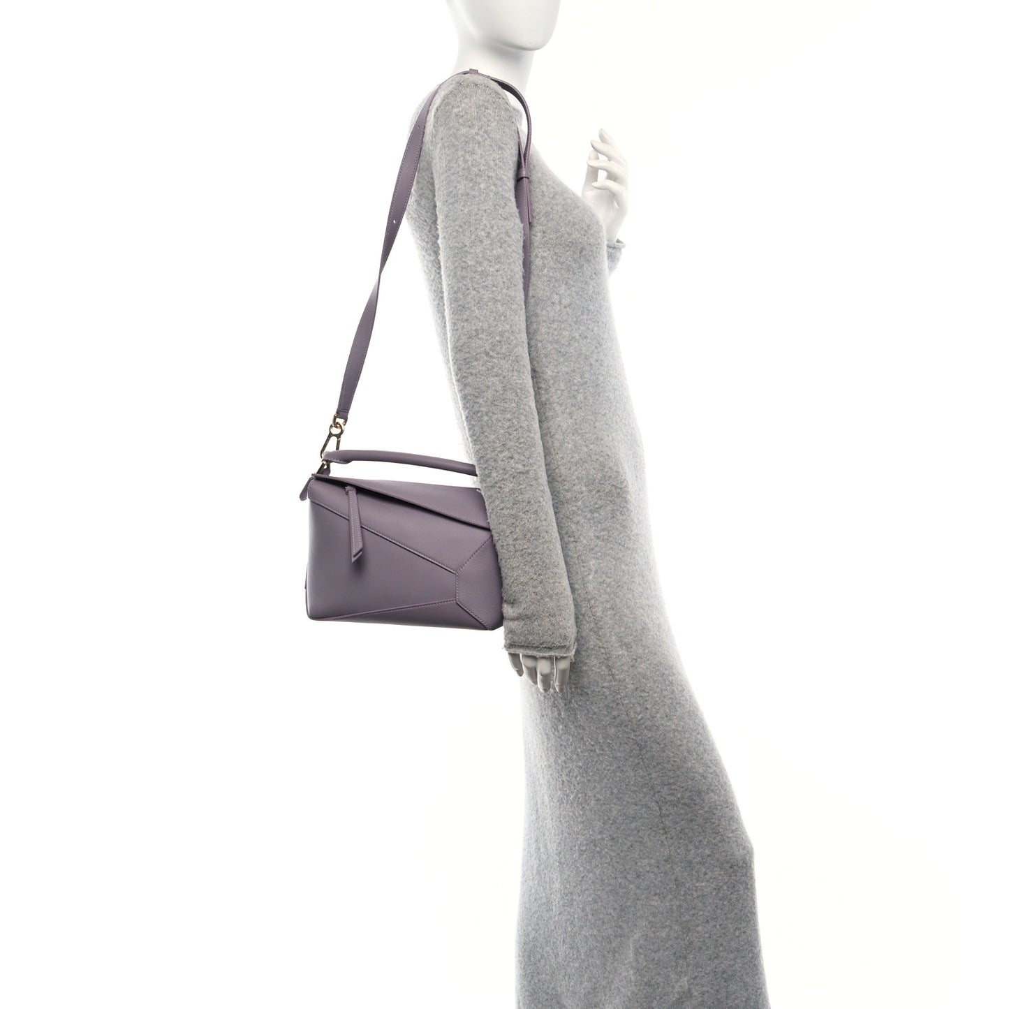 Soft Grained Calfskin Small Puzzle Edge Bag Pale Aubergine Glaze
