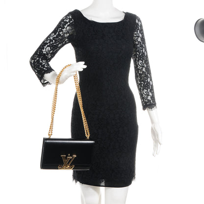 Louis Vuitton Calfskin Chain Louise MM Black 2 of 7