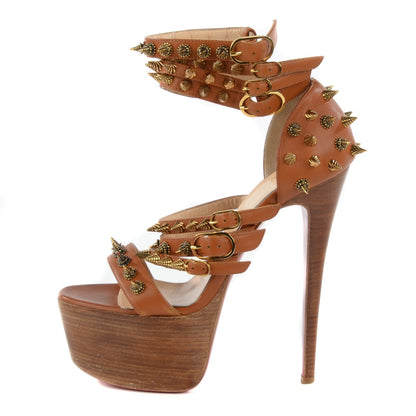 Christian Louboutin Calfskin Botticellita 160 Sandals 38 Brown 1 of 10