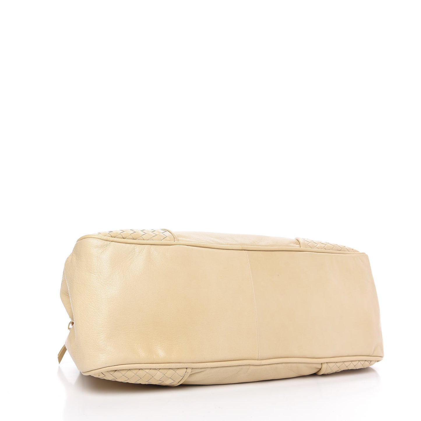 Goatskin Intrecciato Satchel Beige
