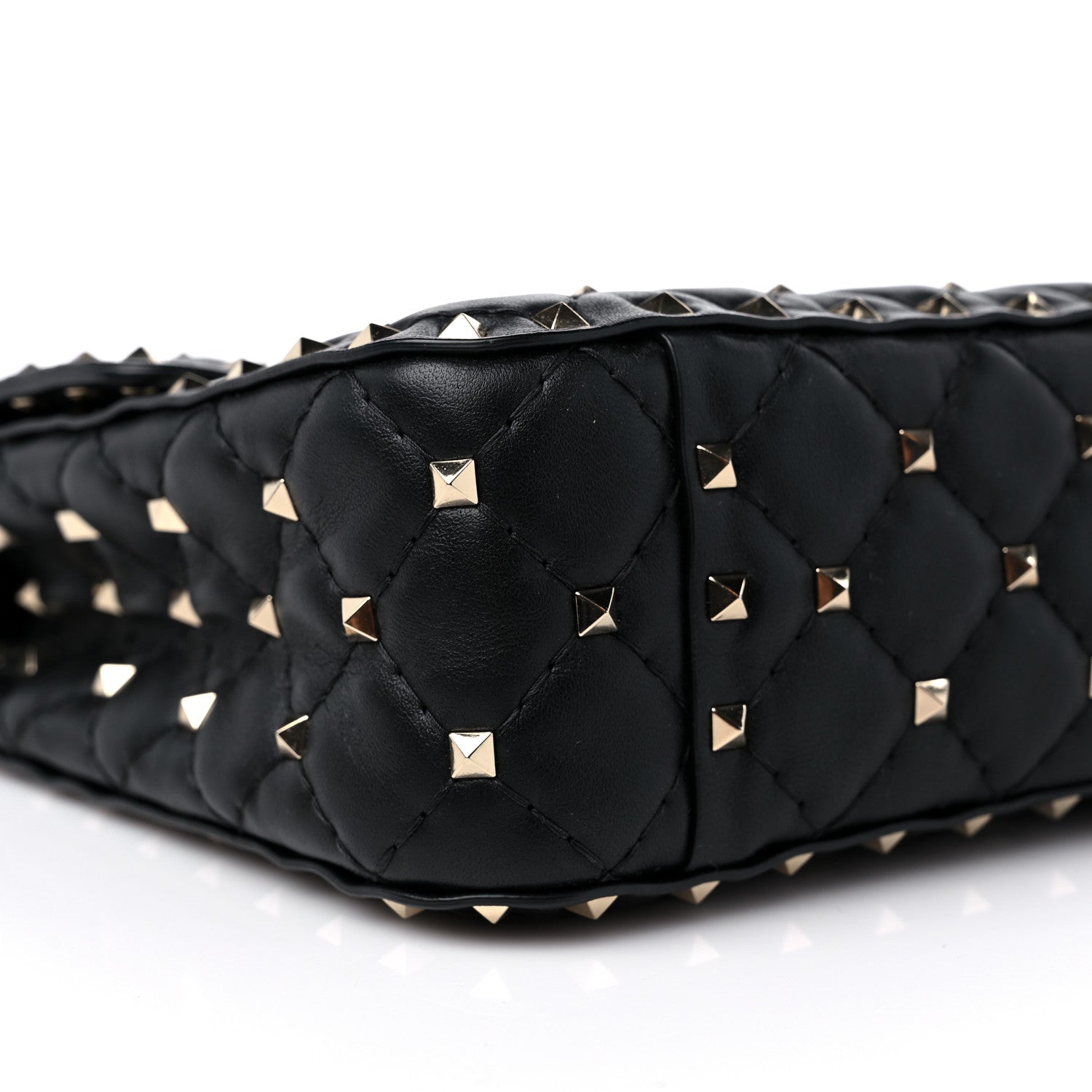 Valentino Garavani Lambskin Vlogo Print Medium Rockstud Spike Shoulder Bag Black 7 of 9