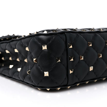 Valentino Garavani Lambskin Vlogo Print Medium Rockstud Spike Shoulder Bag Black 7 of 9