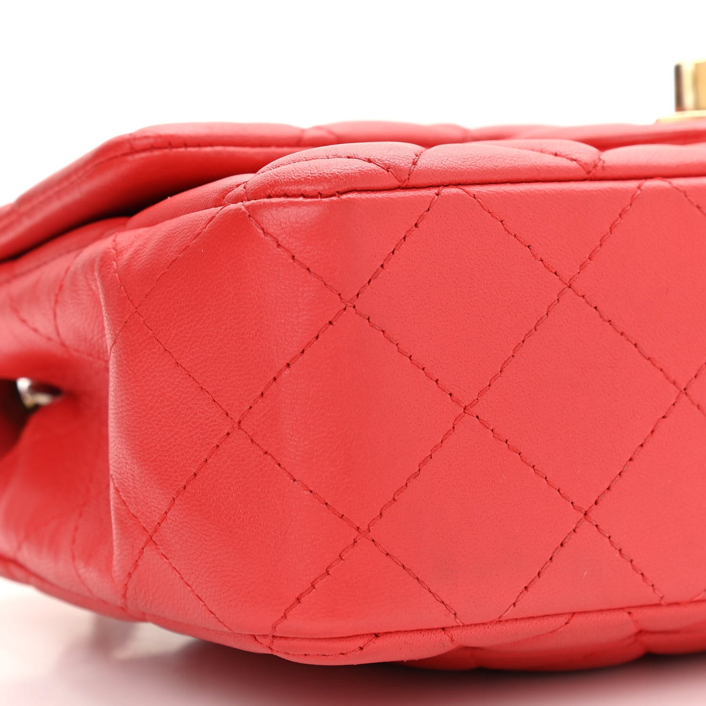 Lambskin Quilted Mini Rectangular Flap Red