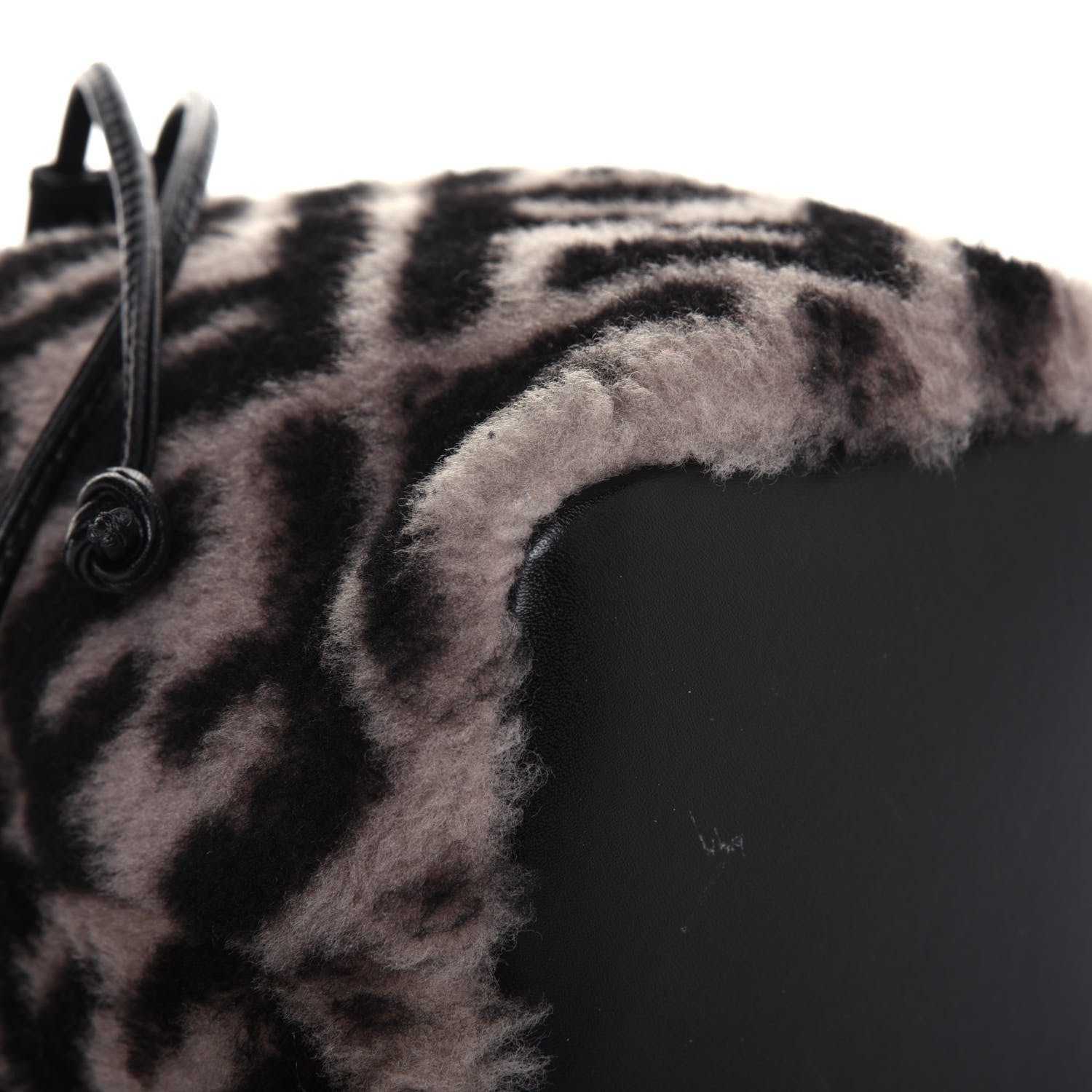 Fendi Shearling F is Fendi Macro FF 1974 Diagonal Mini Mon Tresor Bucket Bag Dove Black 11 of 18