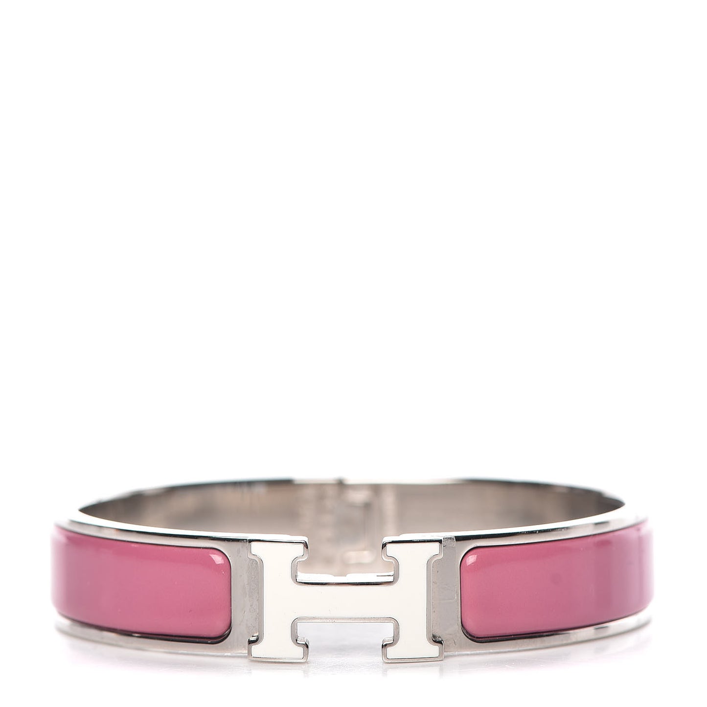 Enamel Narrow Clic Clac H Bracelet PM Rose Velours White