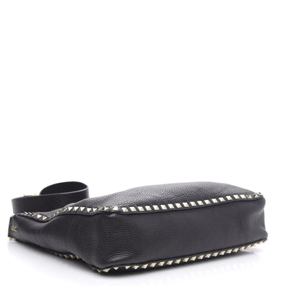 Valentino Garavani Pebbled Calfskin Large Rockstud Flip-Lock Messenger Bag Black 4 of 11