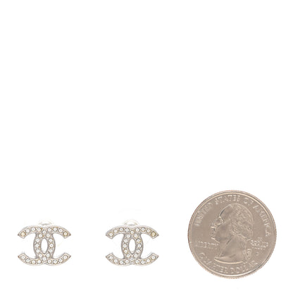 Chanel Crystal Timeless CC Earrings Silver 2 of 4