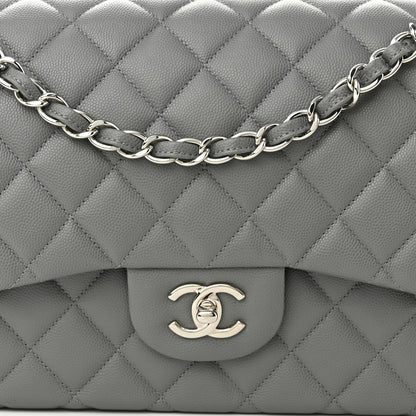 Chanel Caviar Quilted Jumbo Double Flap Grey 8 of 10
