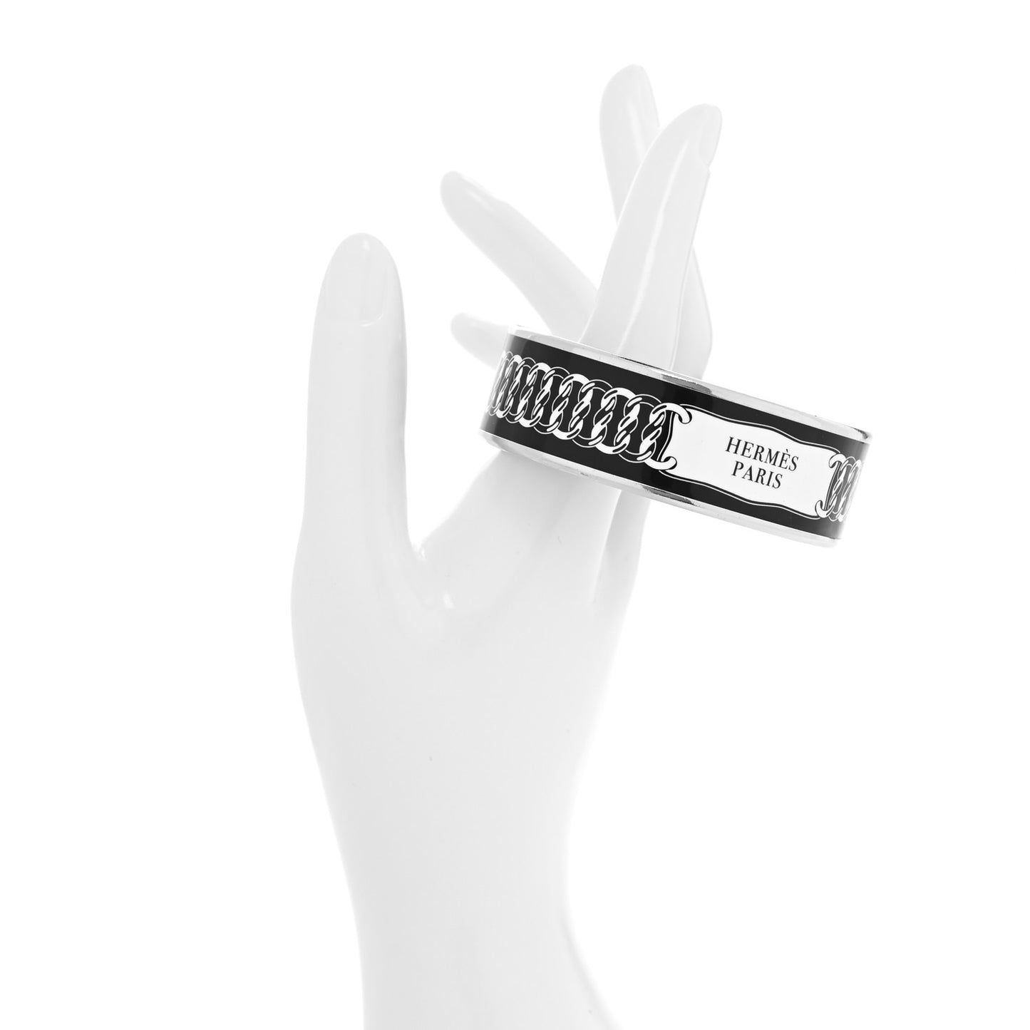 Enamel Printed Wide Reactions En Chaines Bangle 70 Black