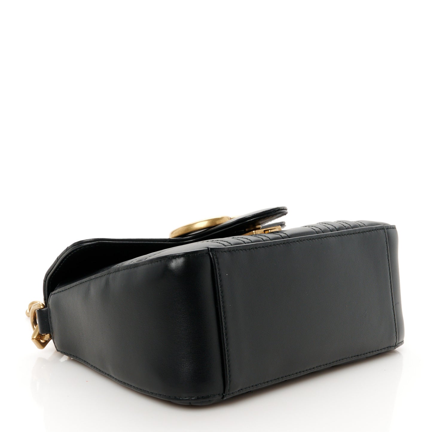 Calfskin Matelasse Mini GG Marmont Top Handle Shoulder Bag Black