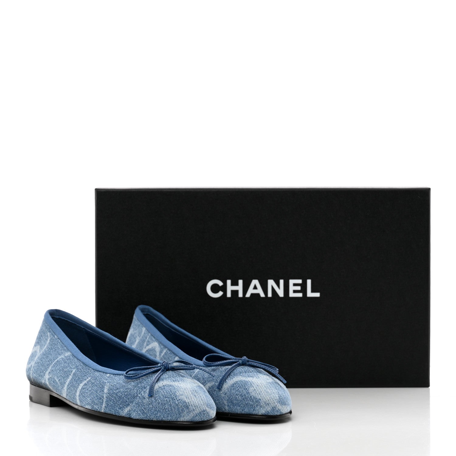 Chanel Denim Printed CC Cap Toe Ballerina Flats 36 Light Blue White 16 of 16