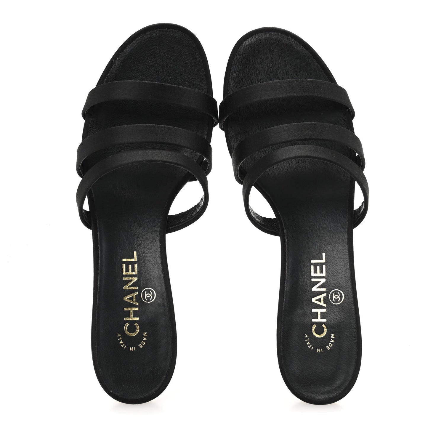 Satin Pearl CC Mule Sandals 40 Black