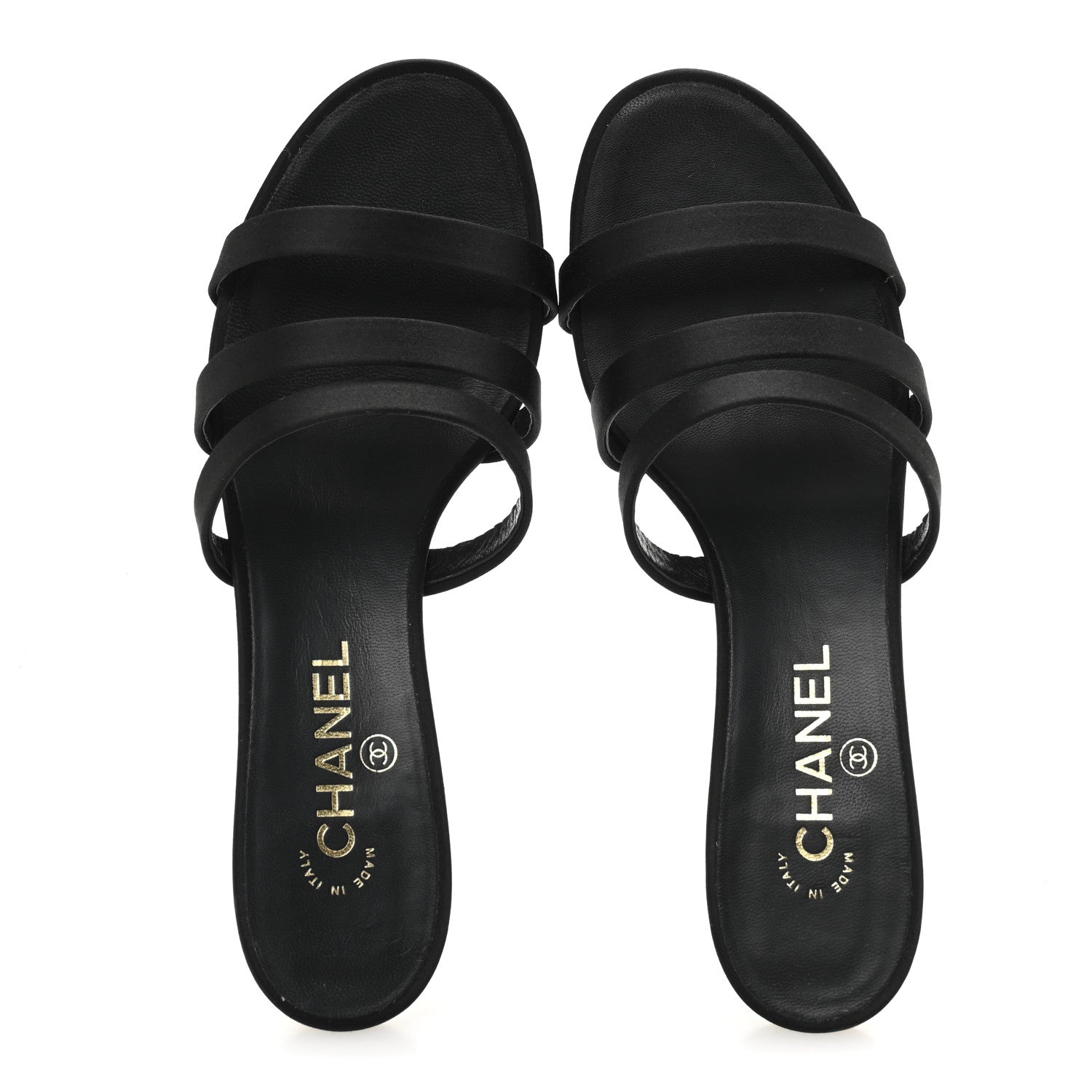 Chanel Satin Pearl CC Mule Sandals 40 Black 2 of 9