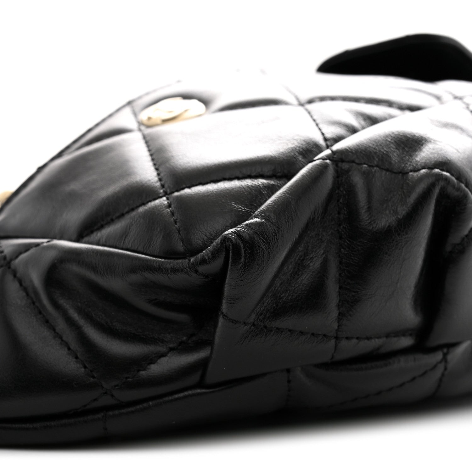 Chanel Shiny Aged Calfskin Quilted CC Pockets Jacket Waist Belt Bag Black 9 of 10
