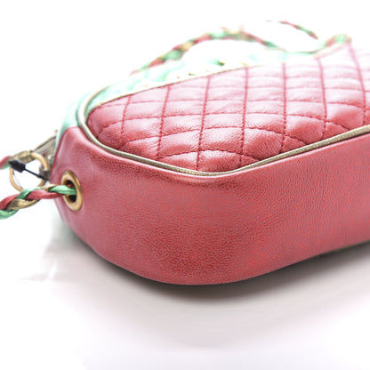Gucci Laminated Nappa Trapuntata Mini Zumi Dome Shoulder Bag Rosso Jasmine Green Rame 6 of 9