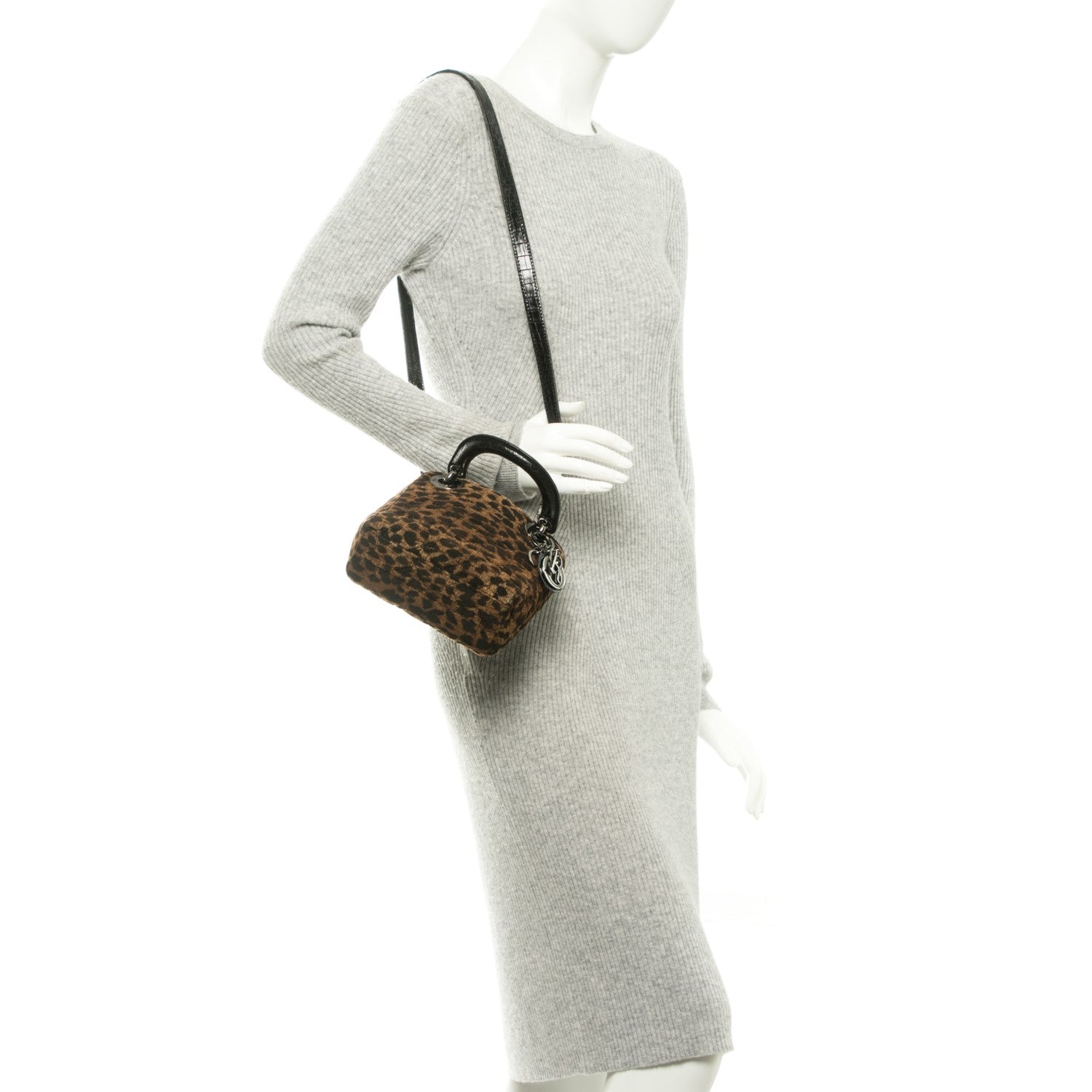 Christian Dior Velvet Leopard Print Mini Lady Dior 2 of 7