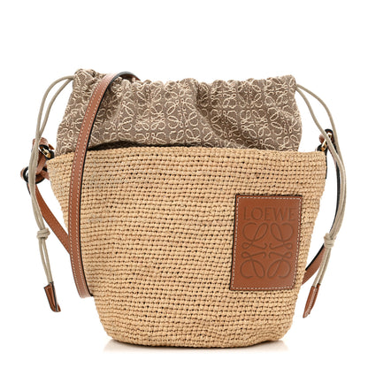 Loewe Calfskin Raffia Anagram Paulas Ibiza Pochette Bag Natural Tan 1 of 13