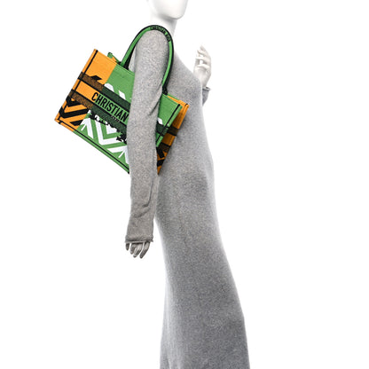 Christian Dior Canvas Embroidered Medium Jungle Pop Book Tote Green Multicolor 2 of 11