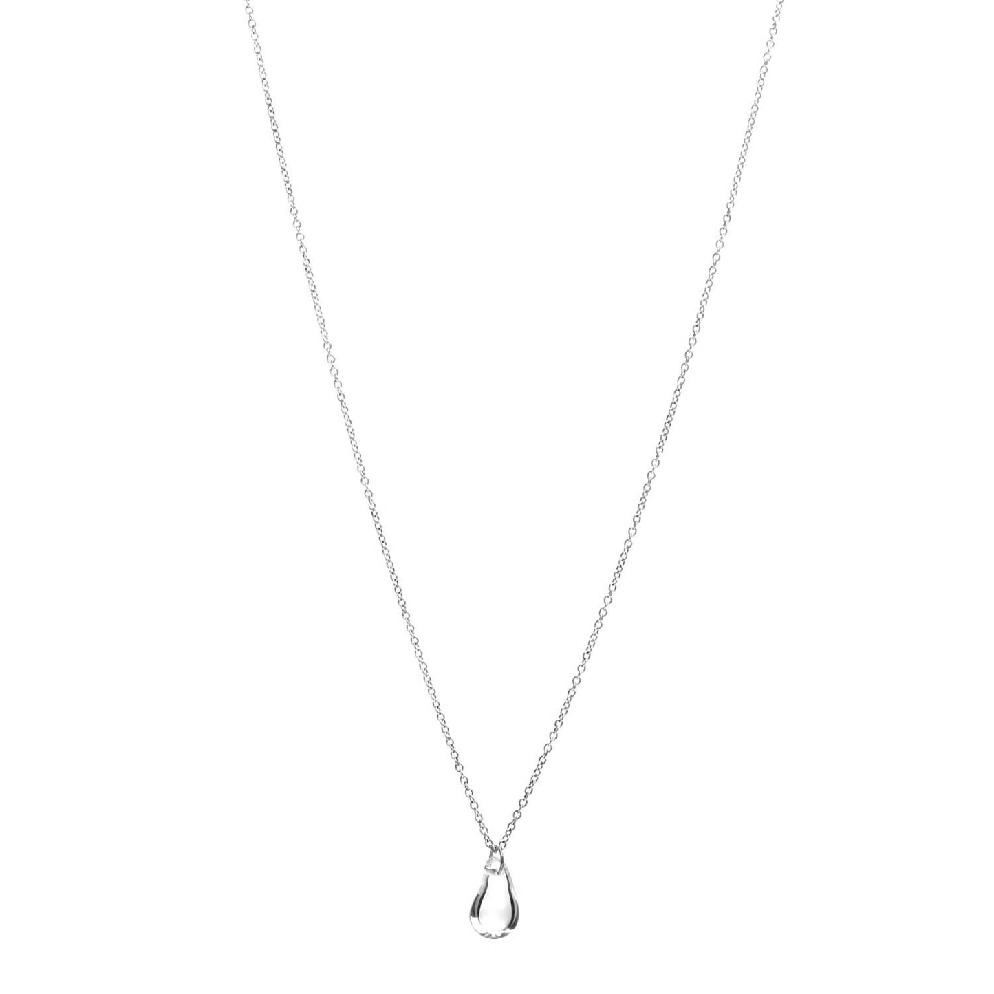 Sterling Silver Rock Crystal 12mm Elsa Peretti Teardrop Pendant Necklace