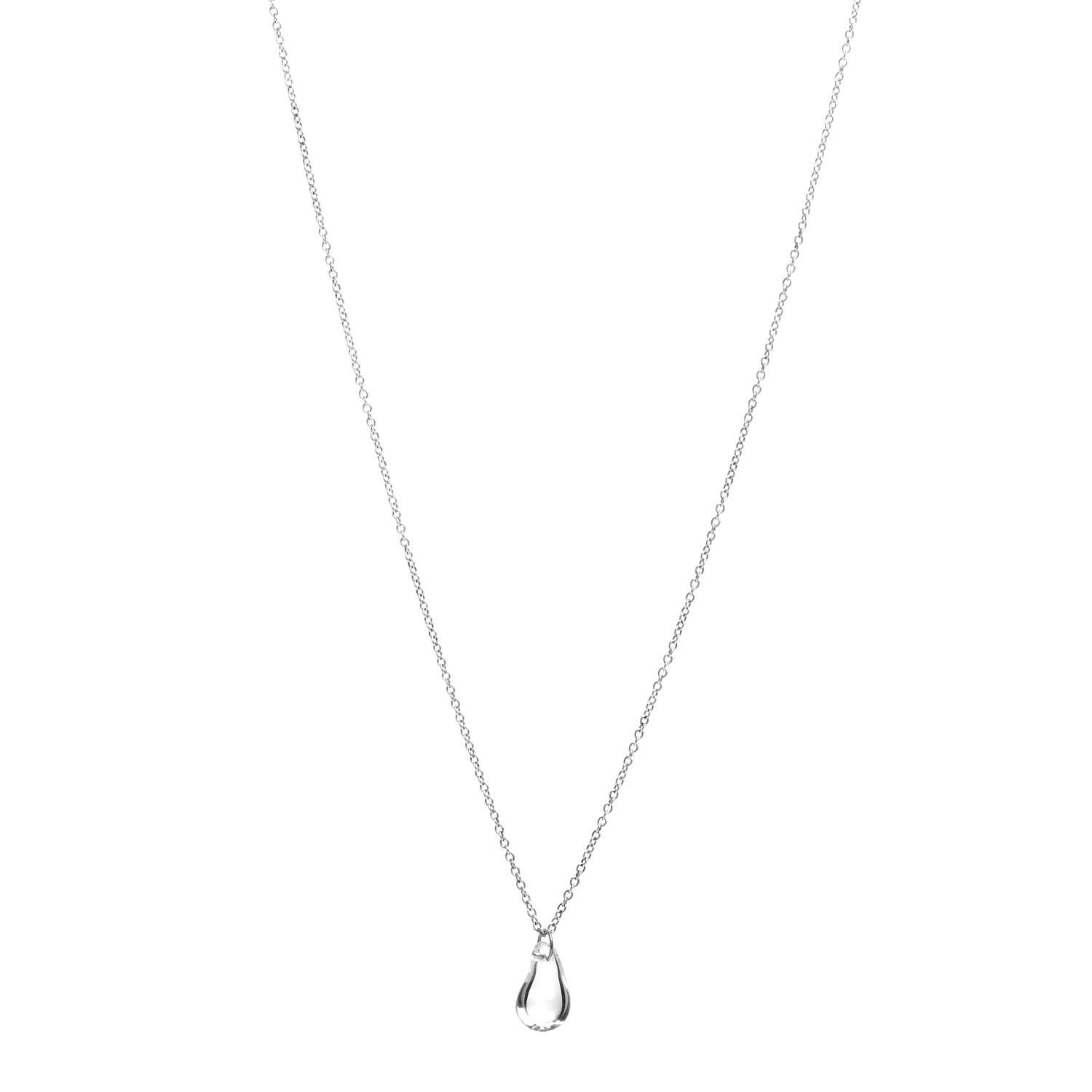 Tiffany Sterling Silver Rock Crystal 12mm Elsa Peretti Teardrop Pendant Necklace 1 of 5
