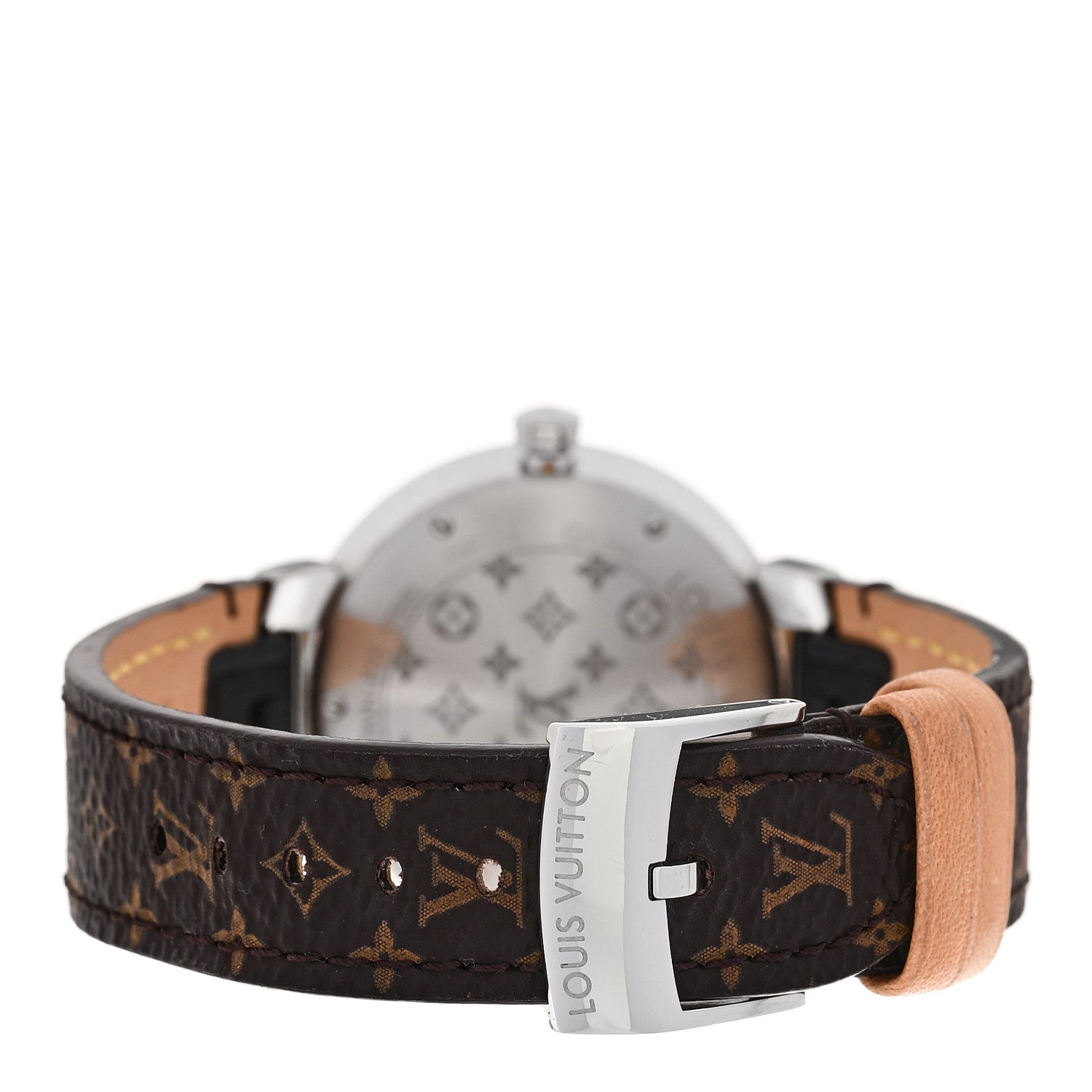 Louis Vuitton Stainless Steel Monogram Diamond 33mm Tambour Slim Quartz Watch 3 of 9