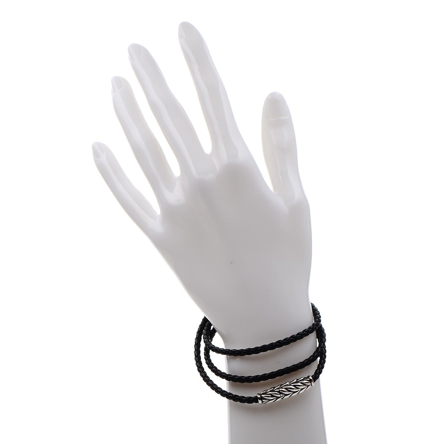 Sterling Silver Chevron Triple-Wrap Bracelet Black