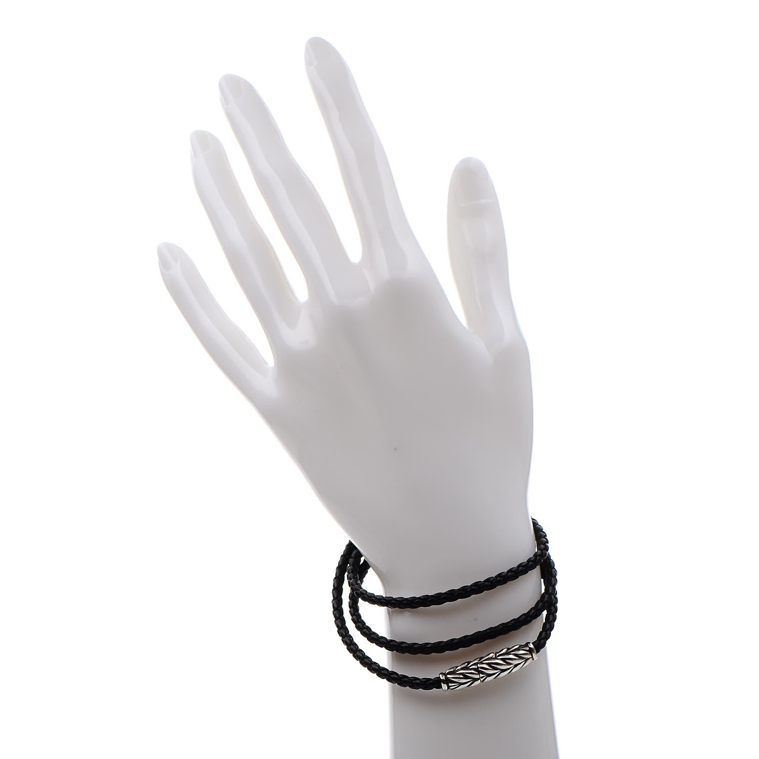 David Yurman Sterling Silver Chevron Triple-Wrap Bracelet Black 2 of 5