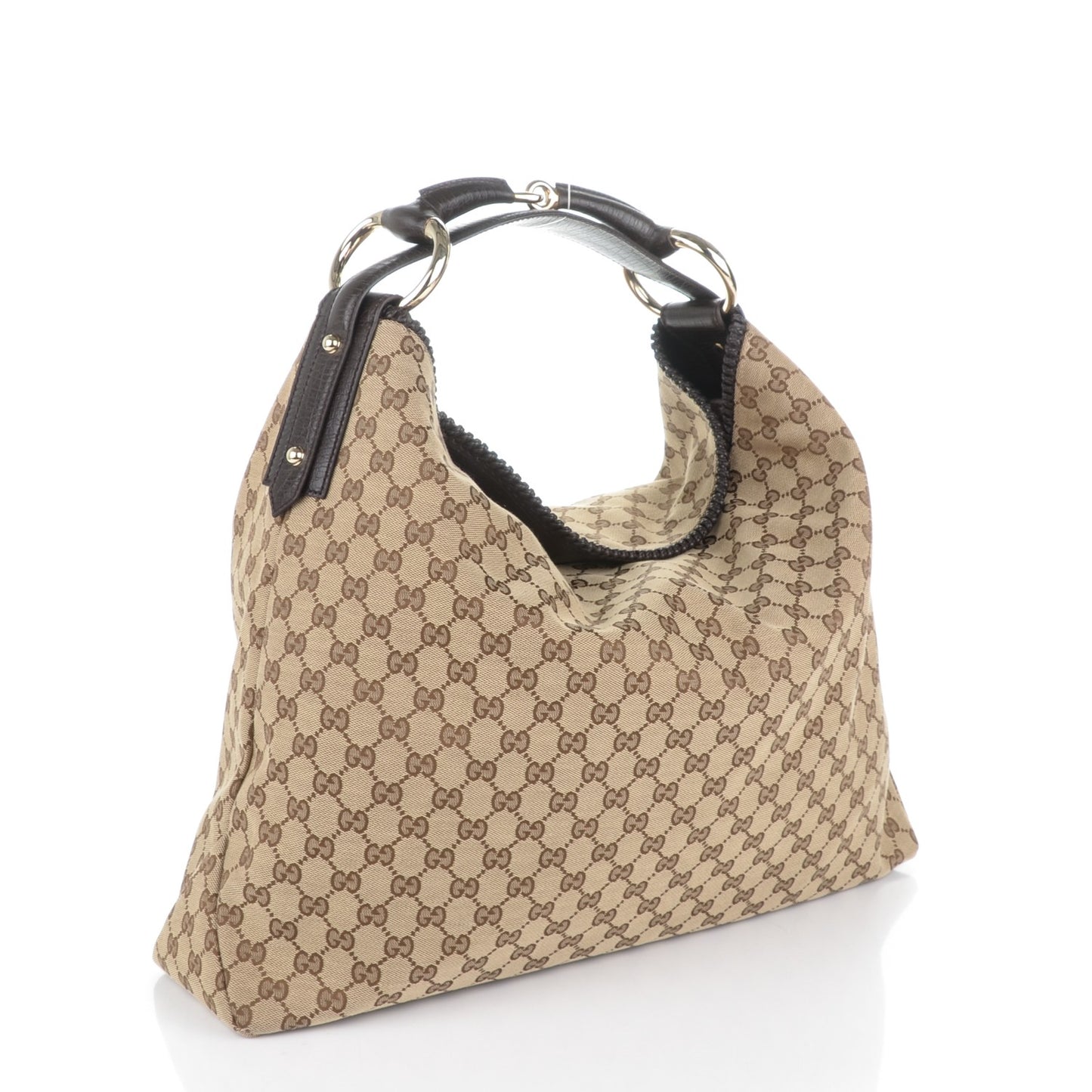Monogram Large Horsebit Chain Hobo Dark Brown