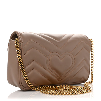 Gucci Calfskin Matelasse Super Mini GG Marmont Shoulder Bag Porcelain Rose 3 of 7