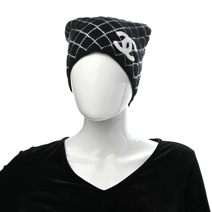 Chanel Cashmere CC Beanie Hat Black White 2 of 5