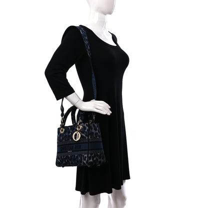 Christian Dior Canvas Mizza Embroidered Medium Lady D-Lite Blue 2 of 10