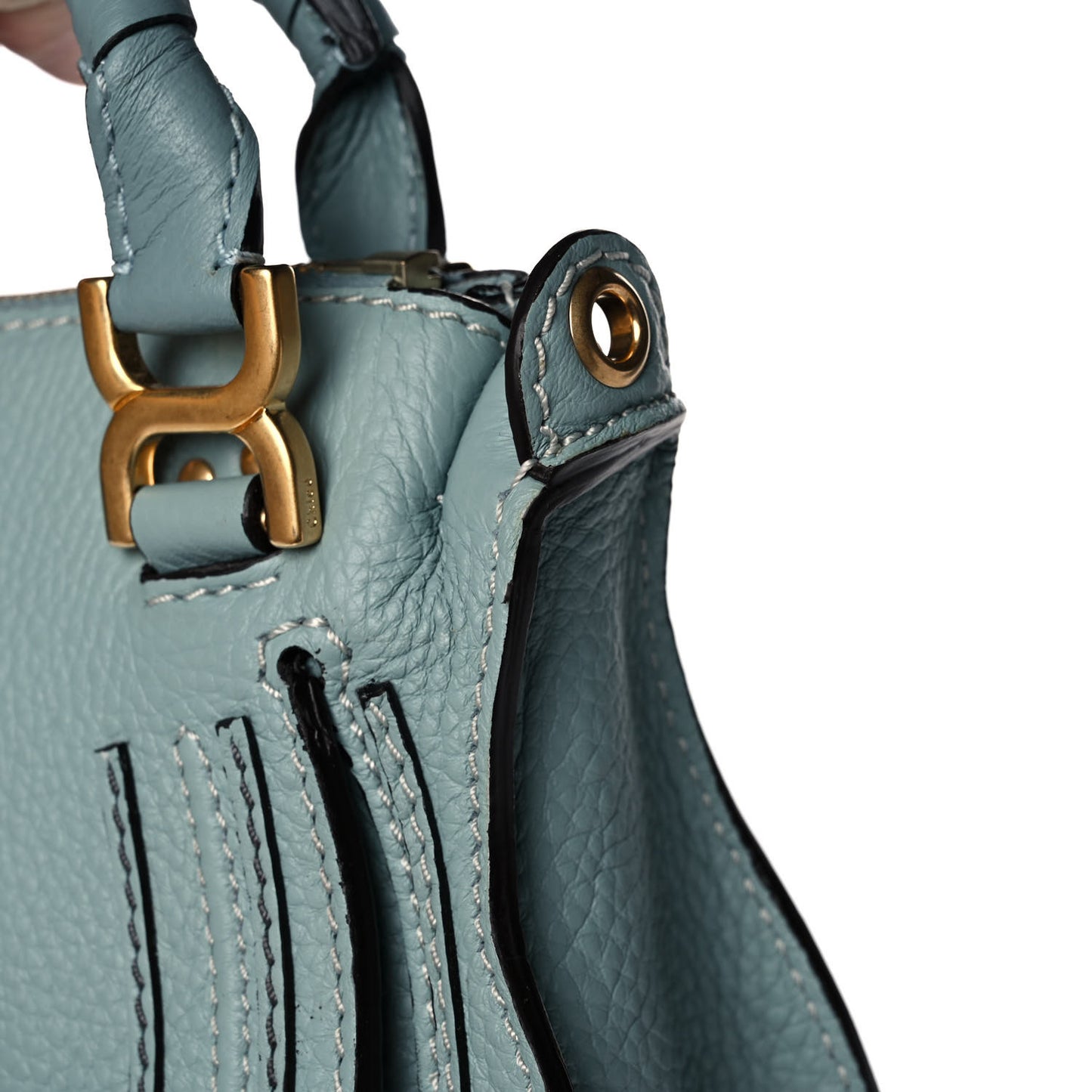 Calfskin Mini Marcie Satchel Mint Blue