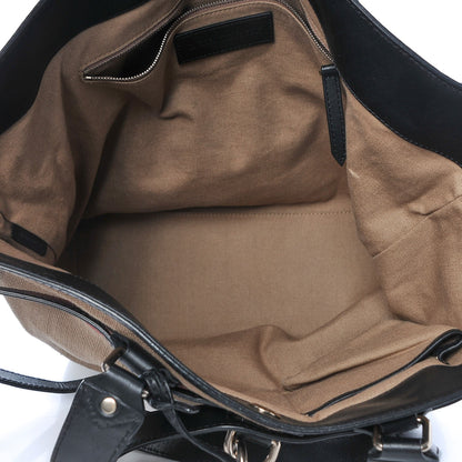 Burberry Canvas Mega Check Medium Traveler Tote Black 5 of 9
