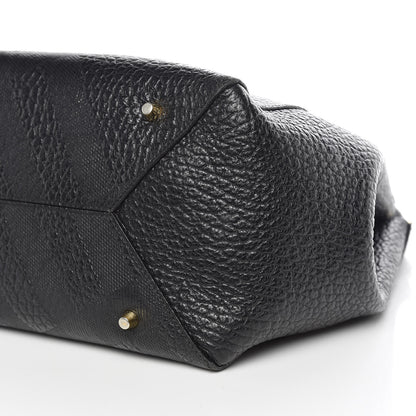 Burberry Signature Grain Calfskin Check Embossed Small Canterbury Tote Black 14 of 15