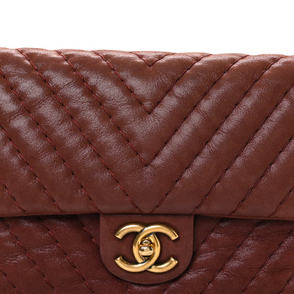 Chanel Iridescent Calfskin Surpique Chevron Flap Burgundy 8 of 10