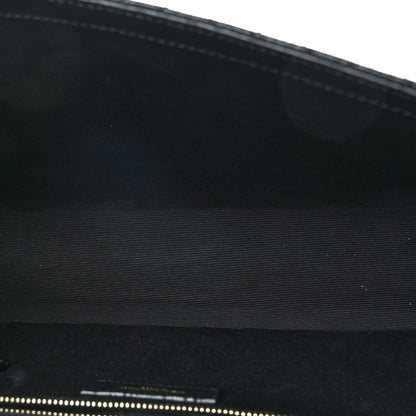 Saint Laurent Grain De Poudre Textured Mixed Matelasse Large Triquilt Monogram Satchel Black 5 of 9