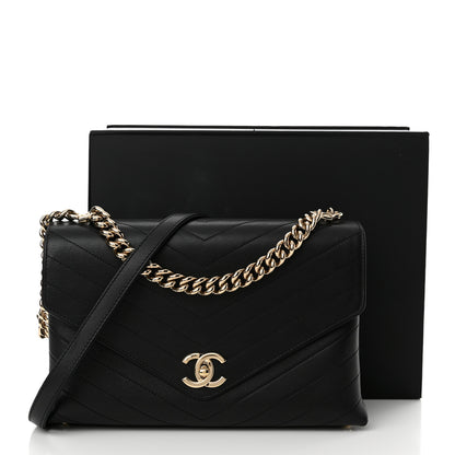Chanel Calfskin Chevron Stitched Medium Coco Flap Bag Black 12 of 12