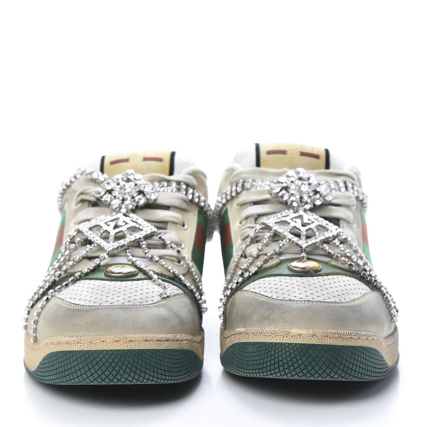 Nubuck Calfskin Web Removable Crystals Mens Screener Sneakers 9 Dusty Milk New Mystic White