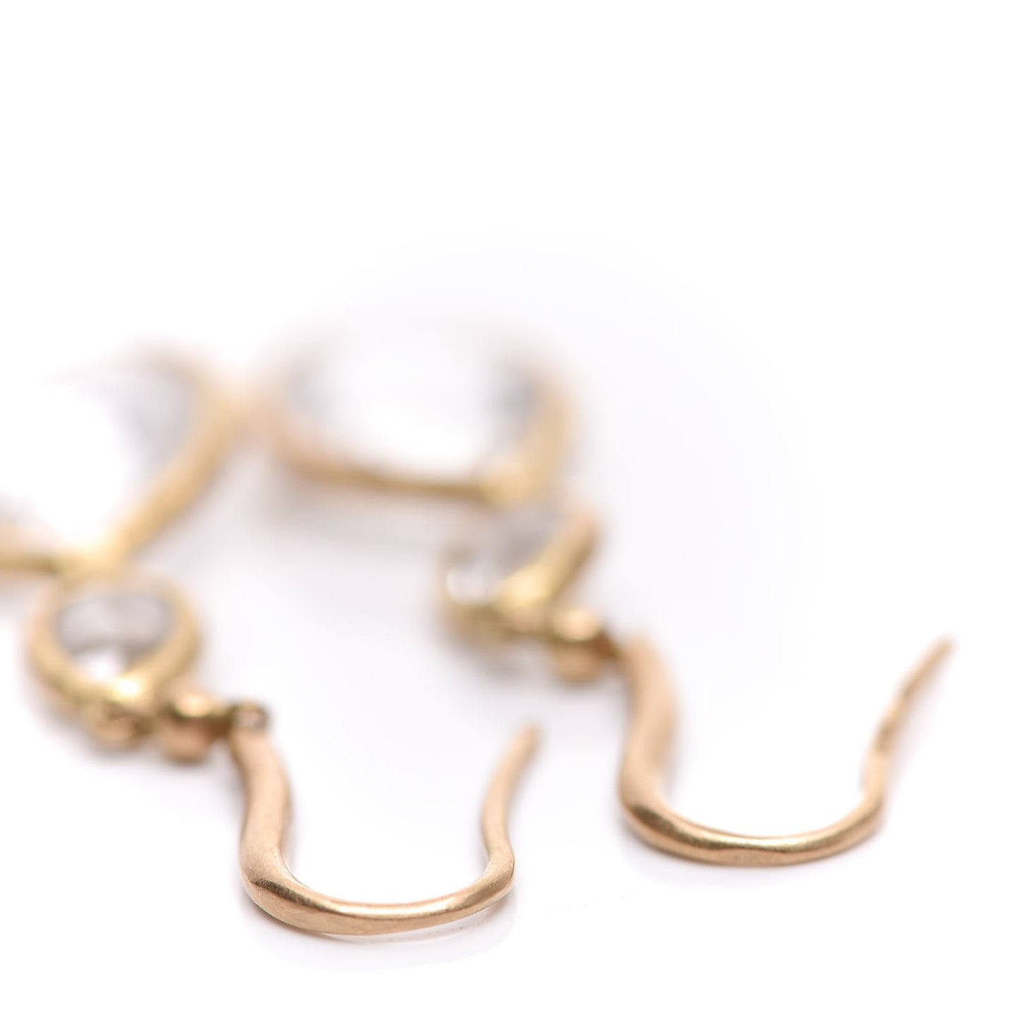 18K Yellow Gold Quartz Drop Earrings