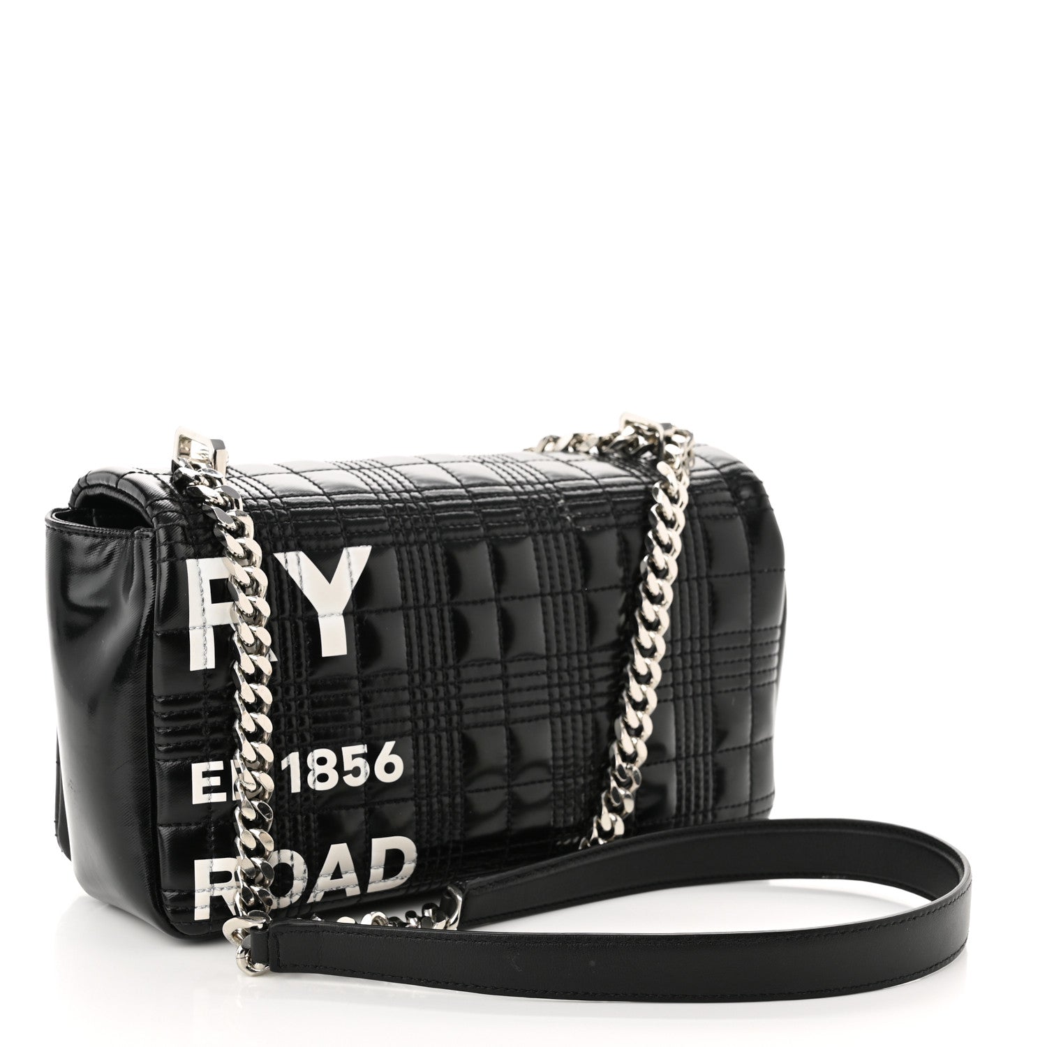 Burberry Patent Quilted Horseferry Print Small Lola Bag Black 3 of 13