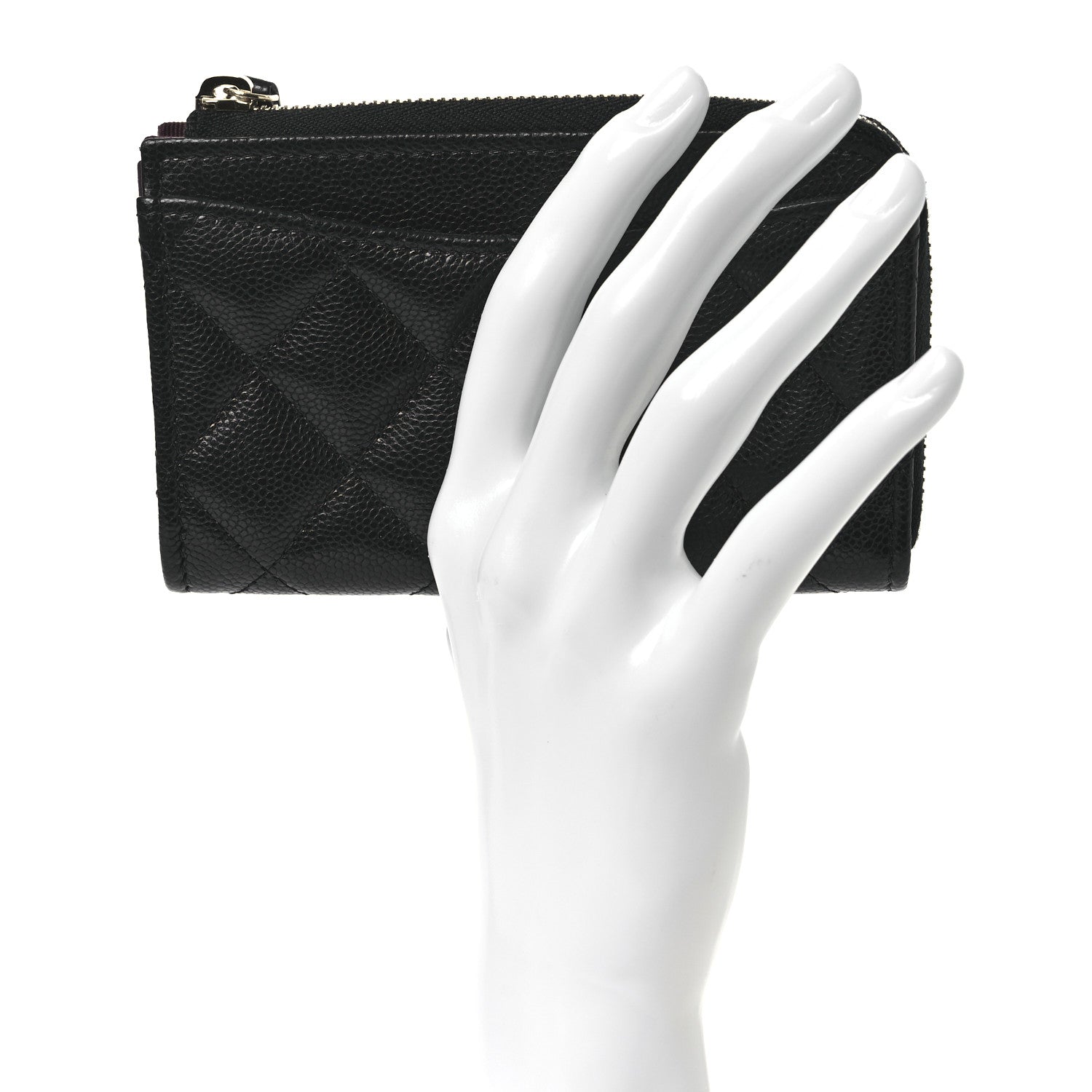 Chanel Caviar Quilted CC Zip Around Card Holder Black 3 of 7