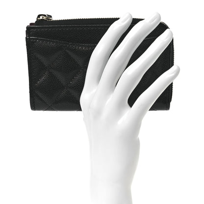 Chanel Caviar Quilted CC Zip Around Card Holder Black 3 of 7