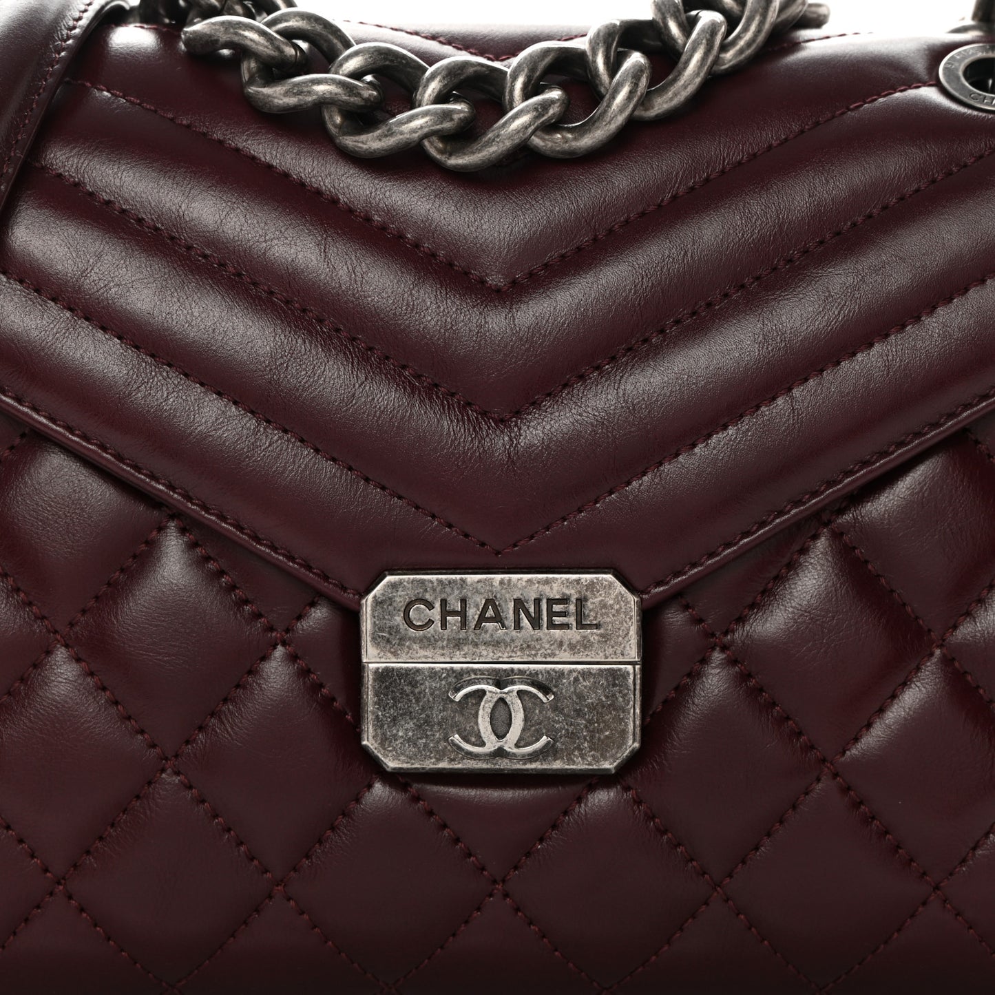 Calfskin Quilted Mad About Quilting Medium Flap Burgundy