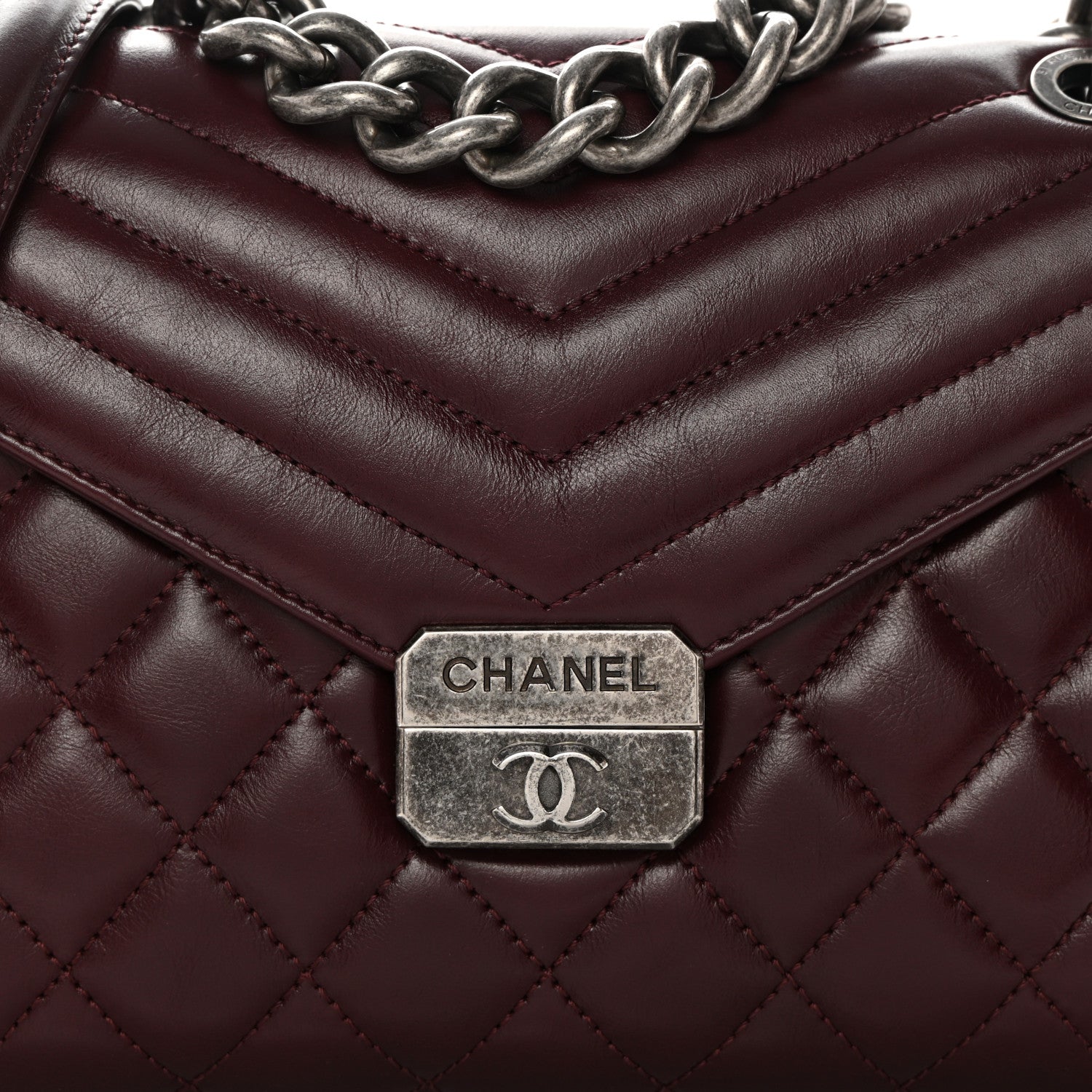 Chanel Calfskin Quilted Mad About Quilting Medium Flap Burgundy 8 of 13