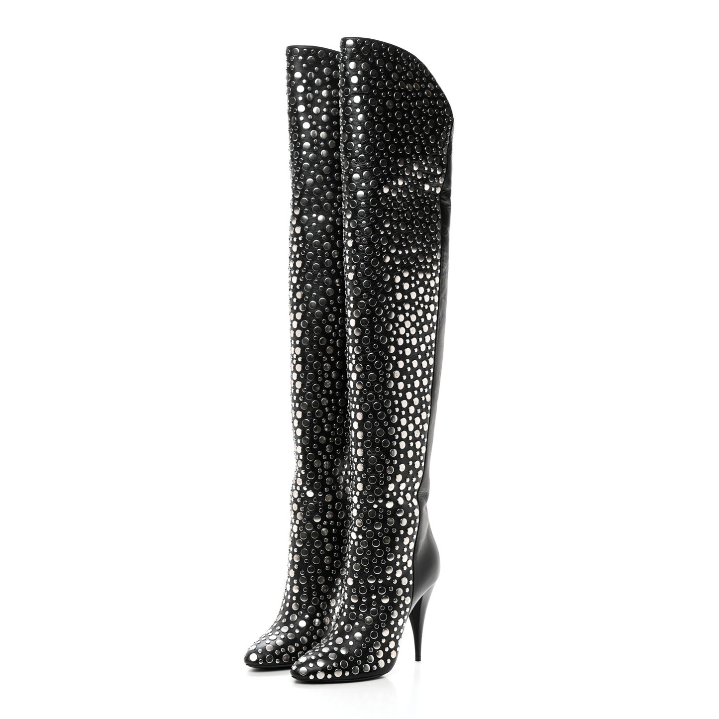 Vertigo Stella Calfskin Nikel Palladio Kiki 110 Studded Over The Knee Boots 37.5 Black