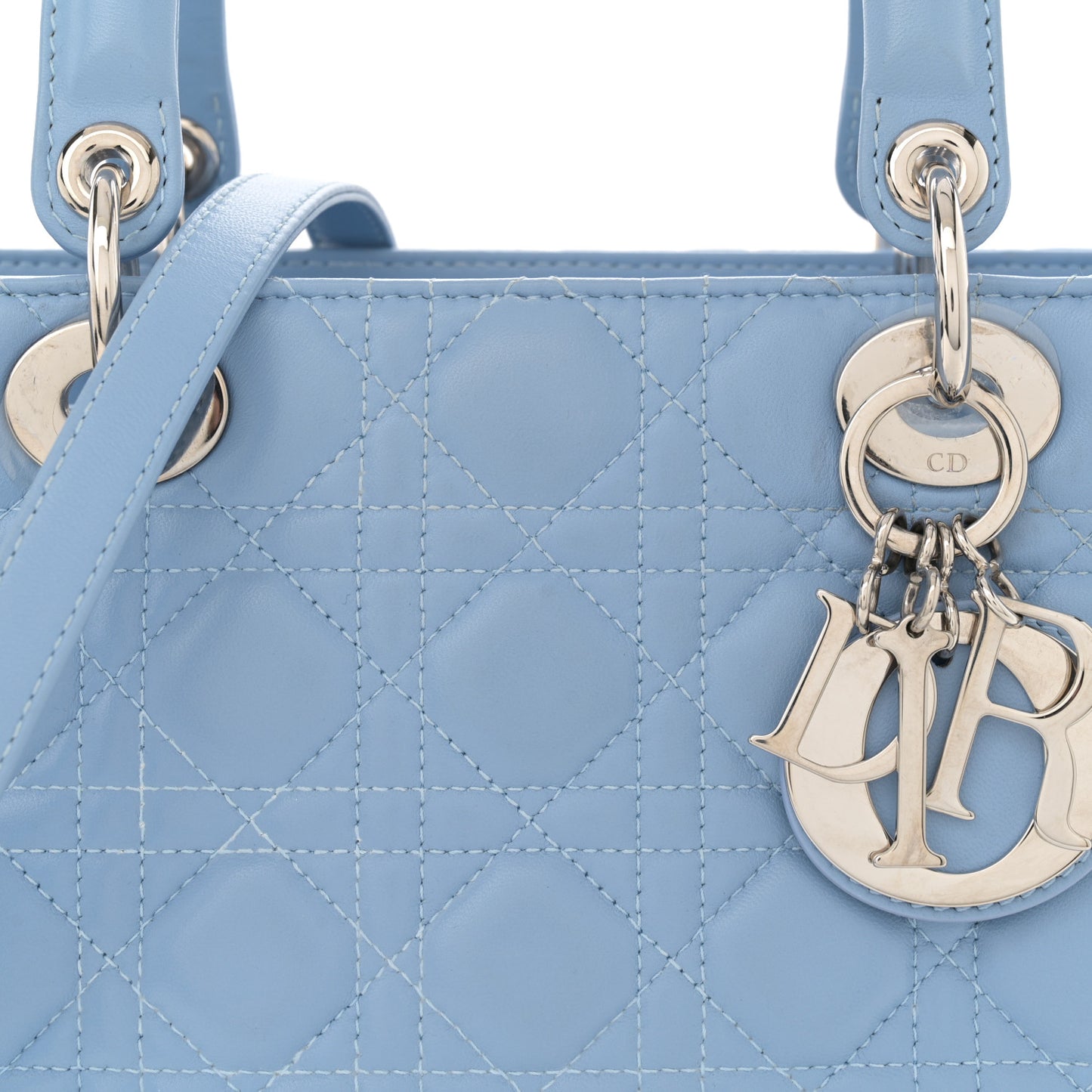 Lambskin Cannage Medium Lady Dior Light Blue